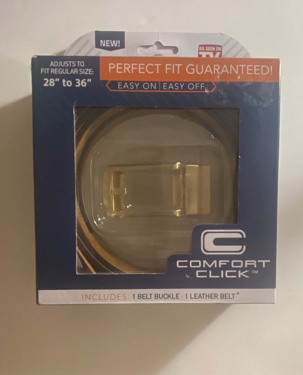 Comfort Click Ratchet Belt Size 28" to 36" Gold Buckle